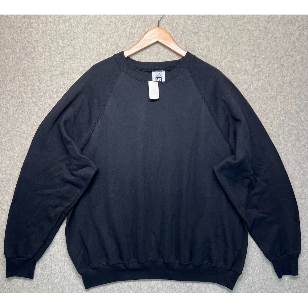 VTG NWT Lee Mens Crew Neck Sweatshirt Pullover Black Midweight Raglan Sleeve 3X